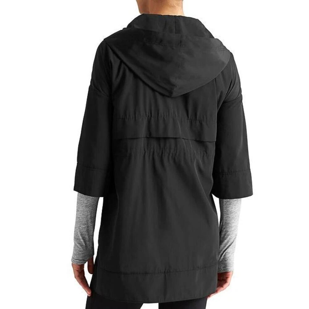 Derek Lam 10 C Athleta Rain Jacket Women's Size Small Black Full-Zip Hooded - Picture 2 of 8